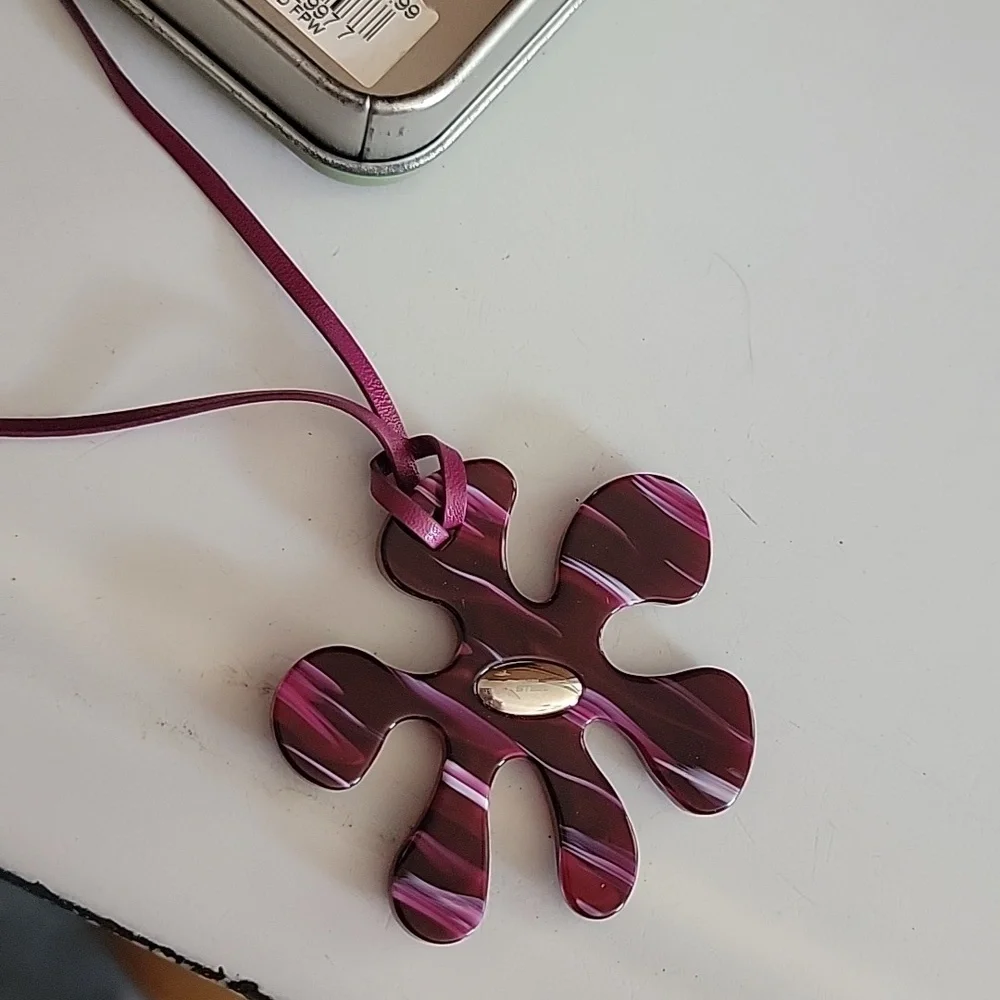 Fossil Steel unique purple flower necklace bracelet new nwt colorado tin box